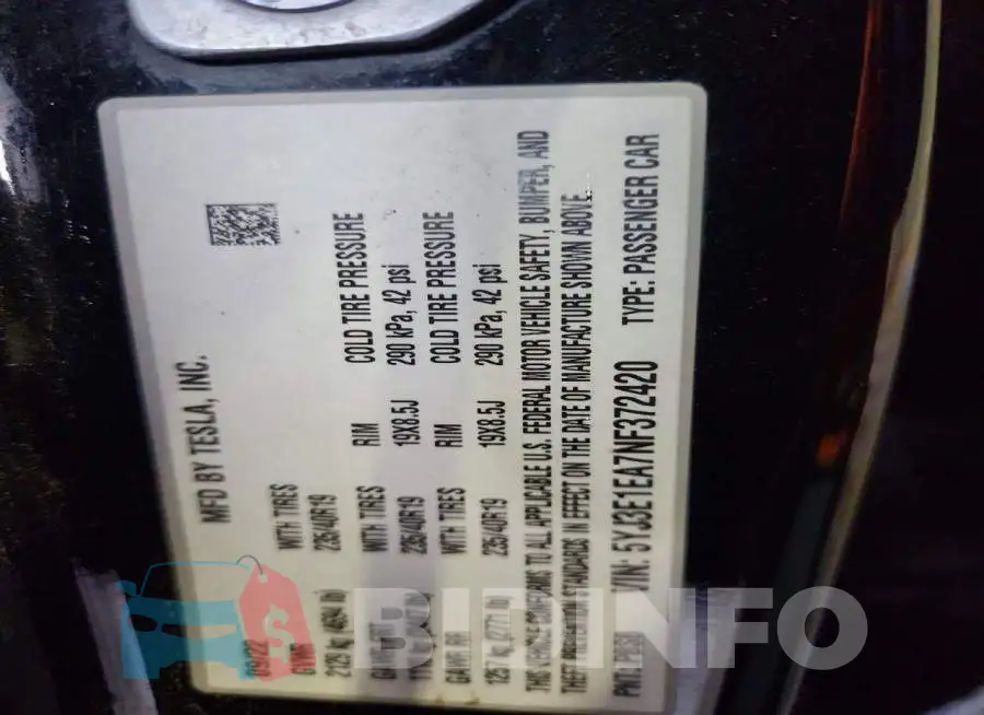 5YJ3E1EA7NF372420 Photo# 12