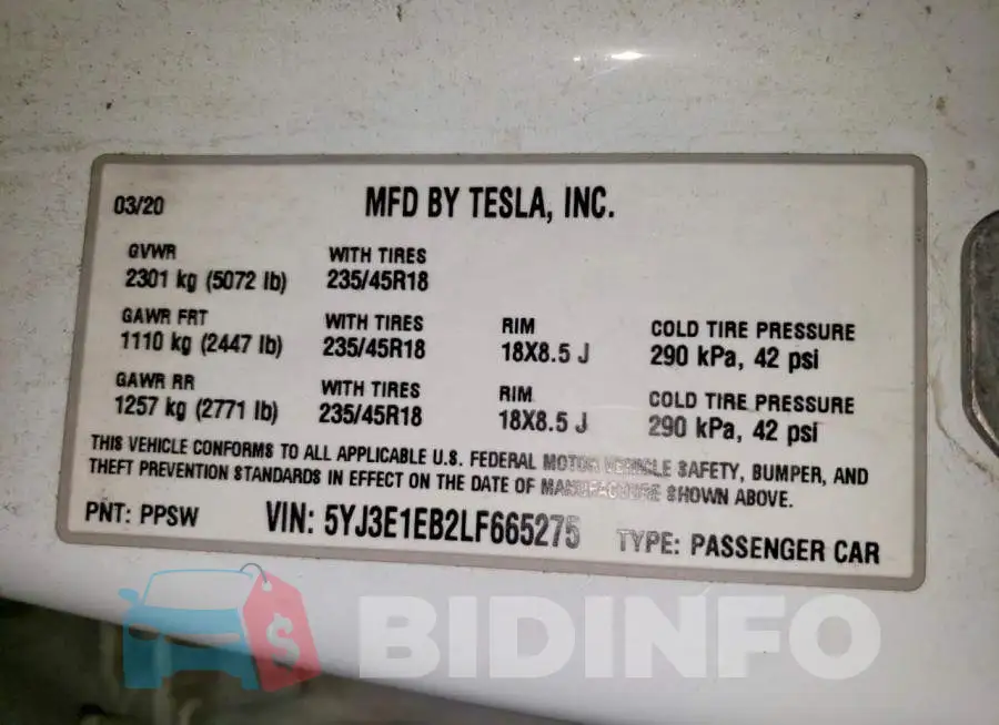 5YJ3E1EB2LF665275 Photo# 12