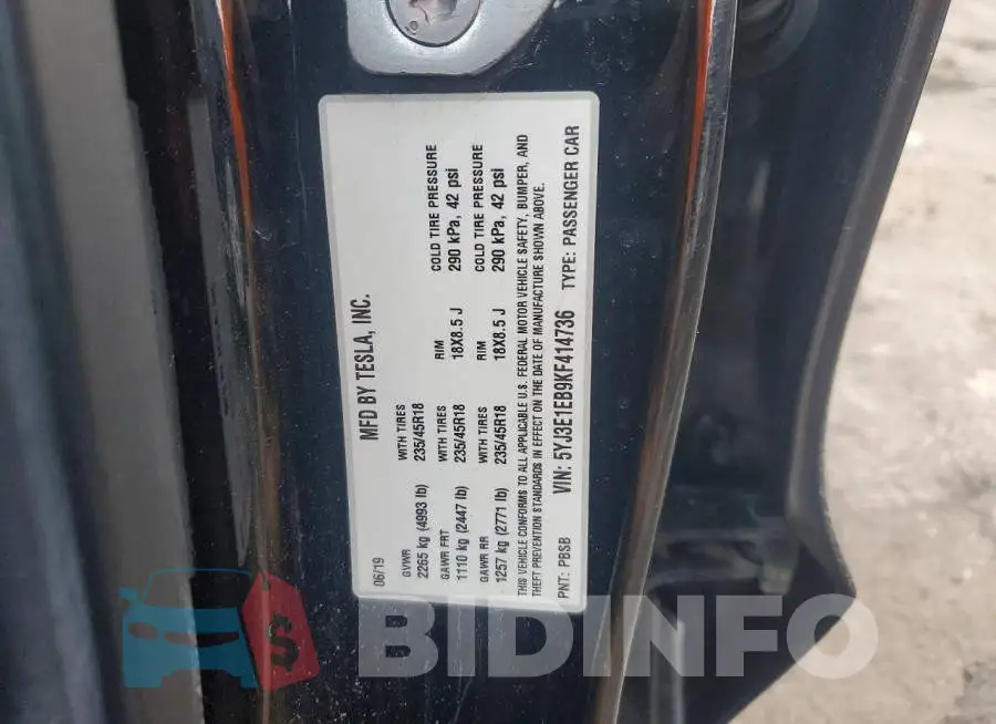 5YJ3E1EB9KF414736 Photo# 13