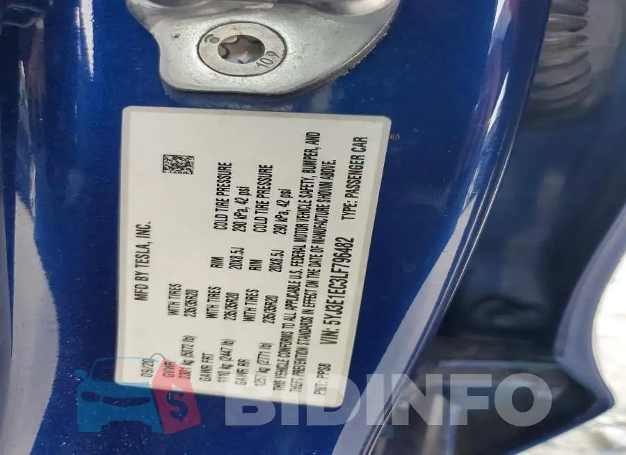 5YJ3E1EC3LF796482 Photo# 12