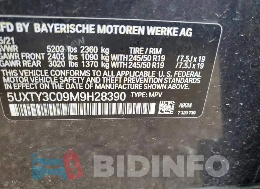 5UXTY3C09M9H28390 Photo# 12