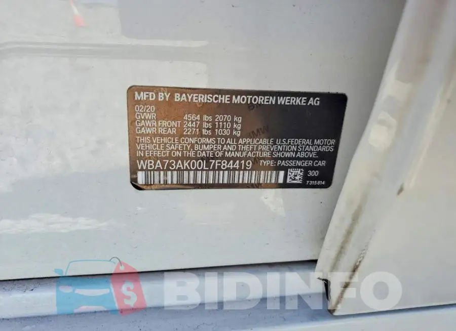 WBA73AK00L7F84419 Photo# 12