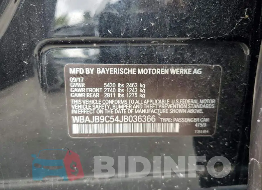 WBAJB9C54JB036366 Photo# 12