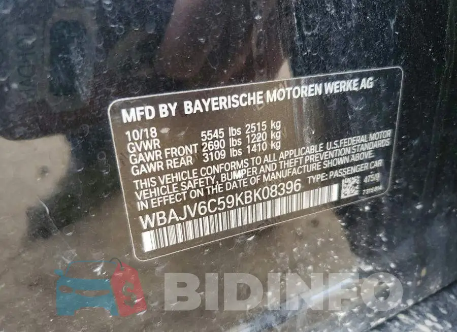 WBAJV6C59KBK08396 Photo# 12