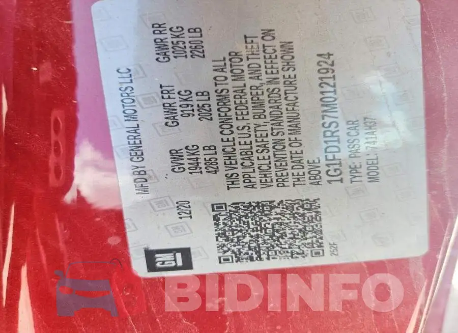 1G1FD1RS7M0121924 Photo# 13