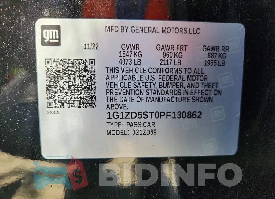 1G1ZD5ST0PF130862 Photo# 12