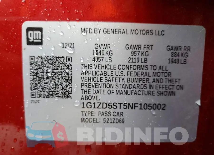 1G1ZD5ST5NF105002 Photo# 12