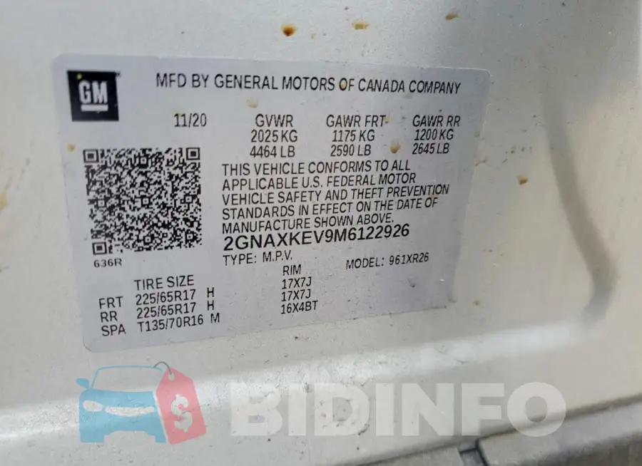 2GNAXKEV9M6122926 Photo# 14