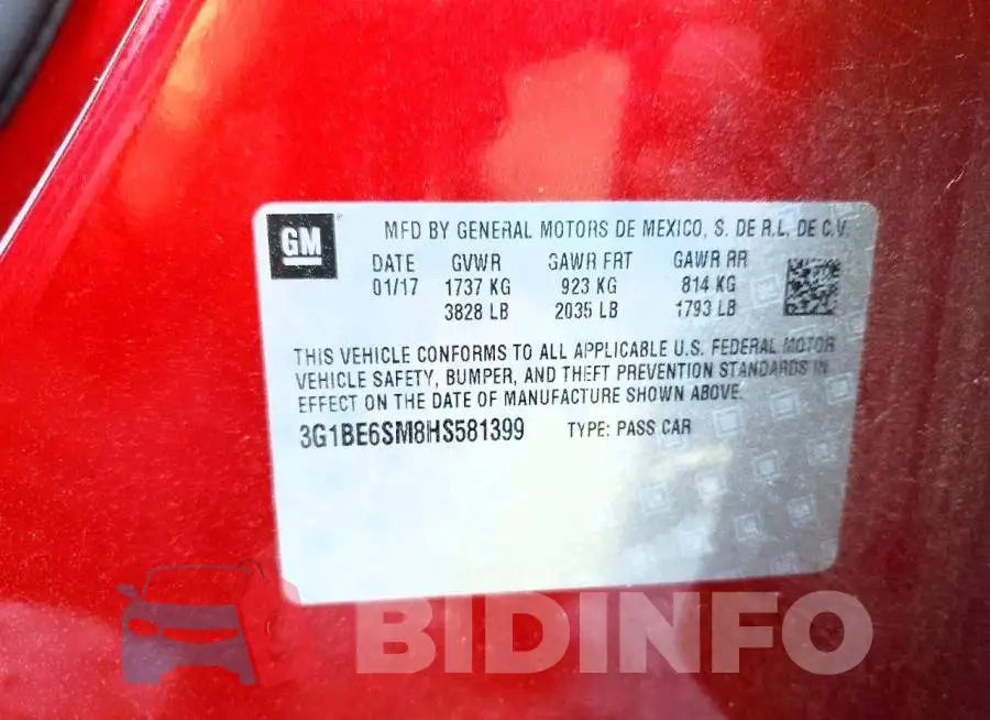 3G1BE6SM8HS581399 Photo# 12