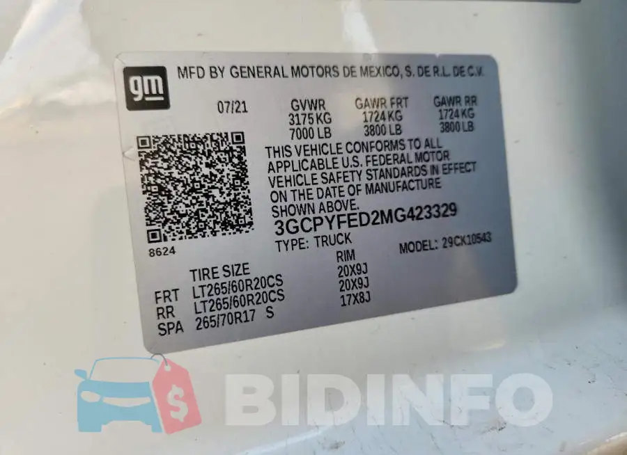 3GCPYFED2MG423329 Photo# 13