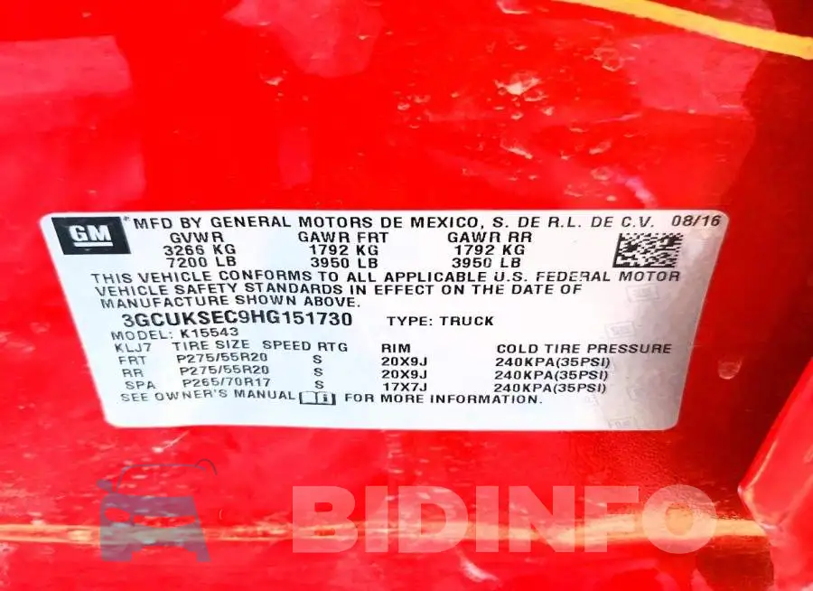 3GCUKSEC9HG151730 Photo# 12