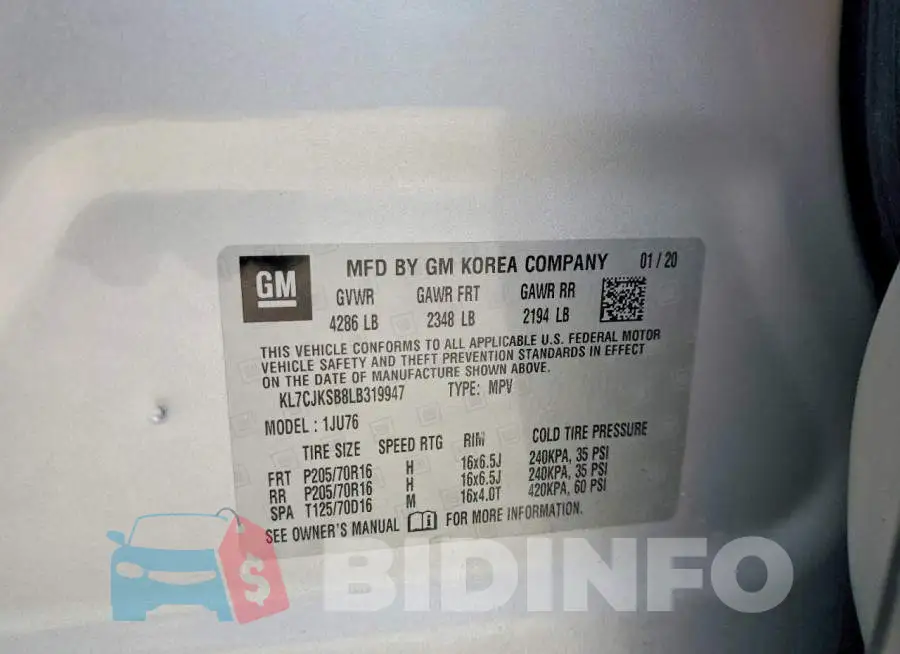 KL7CJKSB8LB319947 Photo# 13