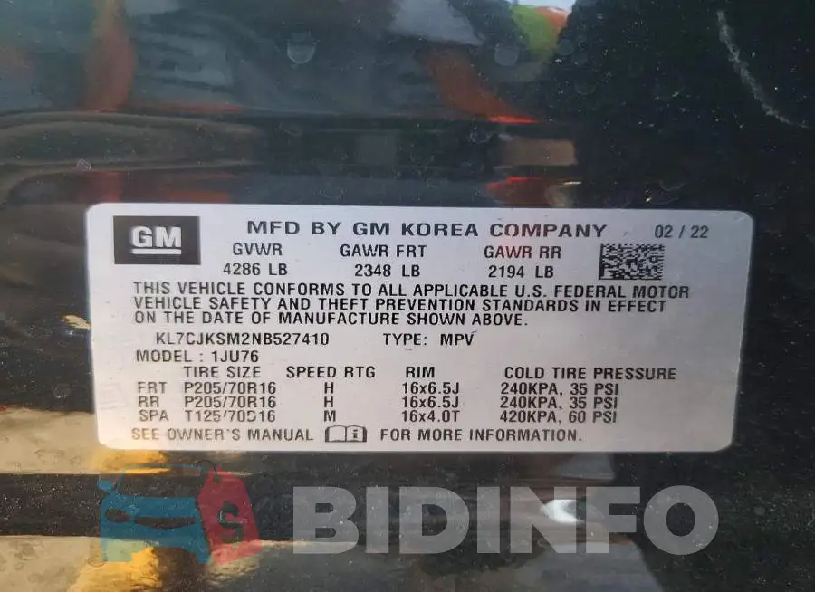 KL7CJKSM2NB527410 Photo# 13