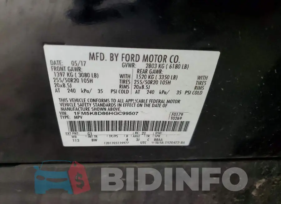 1FM5K8D86HGC99507 Photo# 13