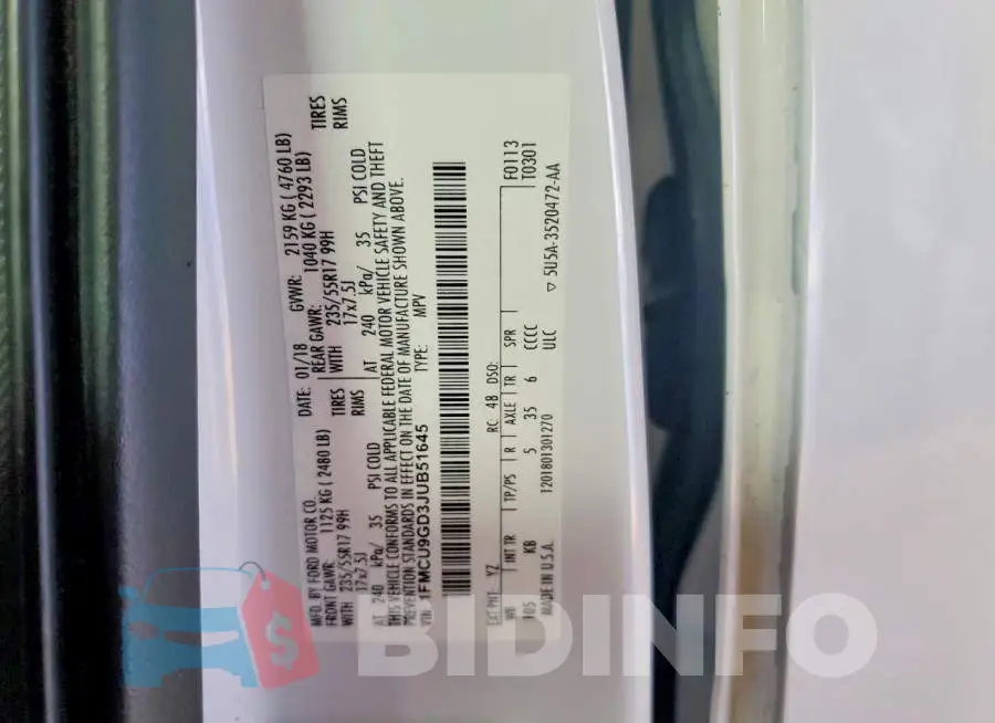 1FMCU9GD3JUB51645 Photo# 12