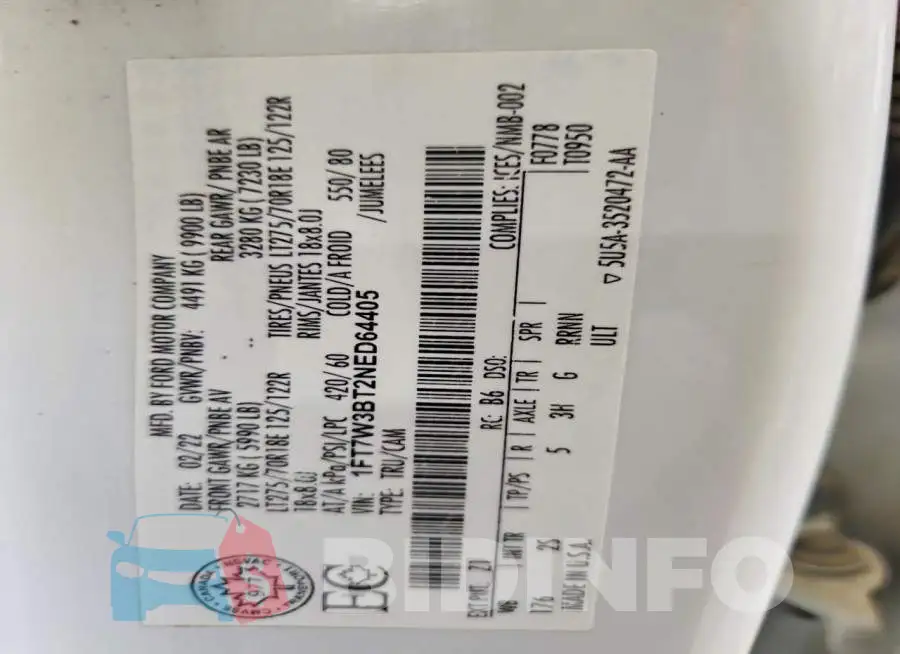 1FT7W3BT2NED64405 Photo# 12