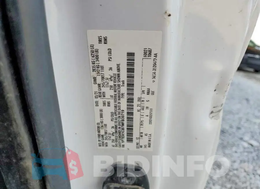 1FTEX1CB7MFB30719 Photo# 12