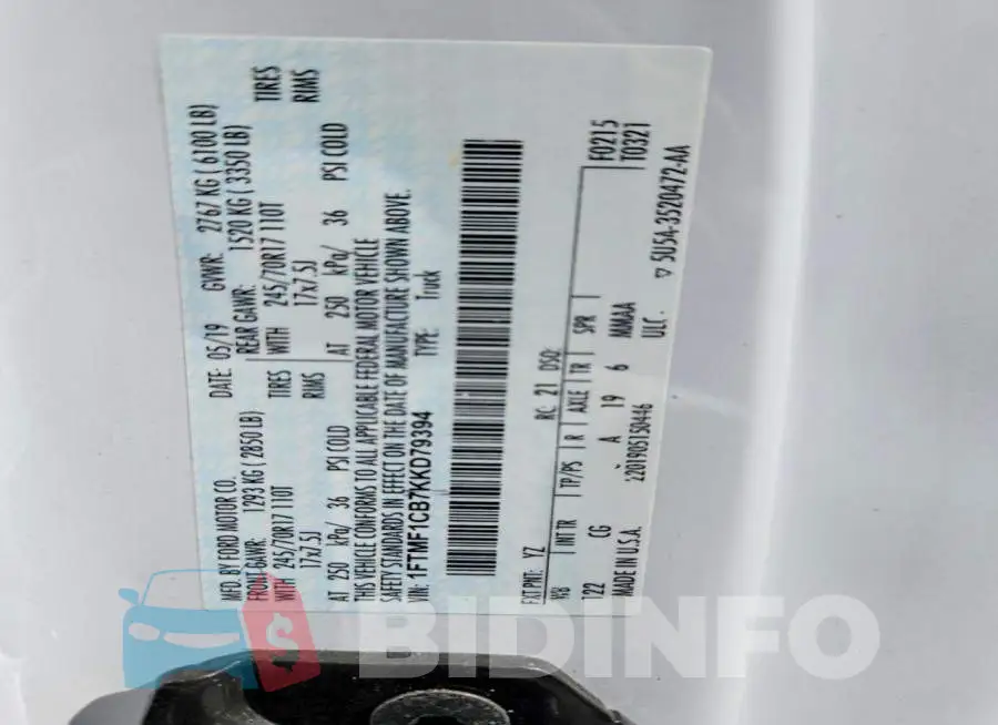 1FTMF1CB7KKD79394 Photo# 13