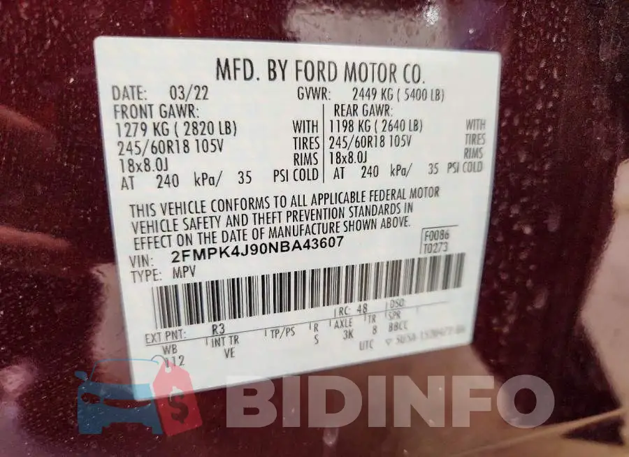 2FMPK4J90NBA43607 Photo# 14