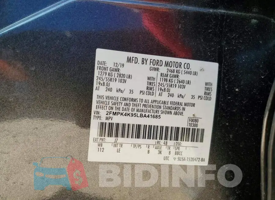2FMPK4K95LBA41685 Photo# 12