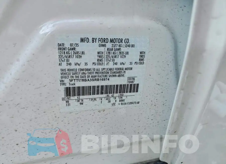 3FTTW8BA3SRB16974 Photo# 13