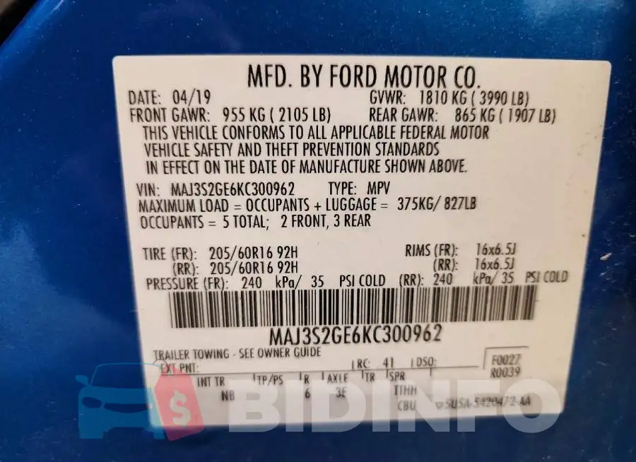 MAJ3S2GE6KC300962 Photo# 12