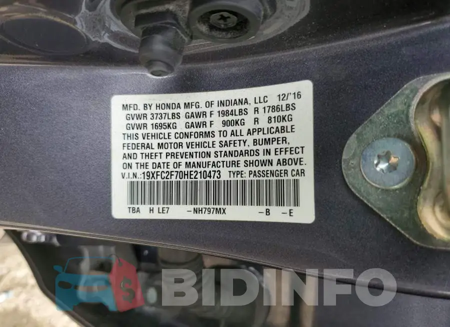 19XFC2F70HE210473 Photo# 13