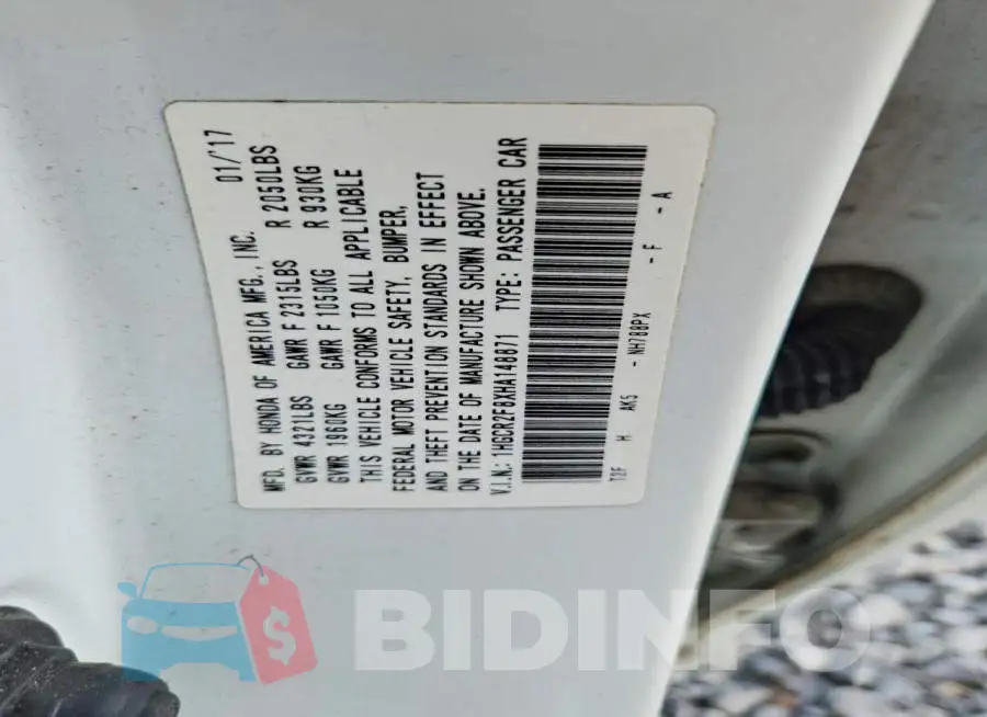 1HGCR2F8XHA148871 Photo# 13
