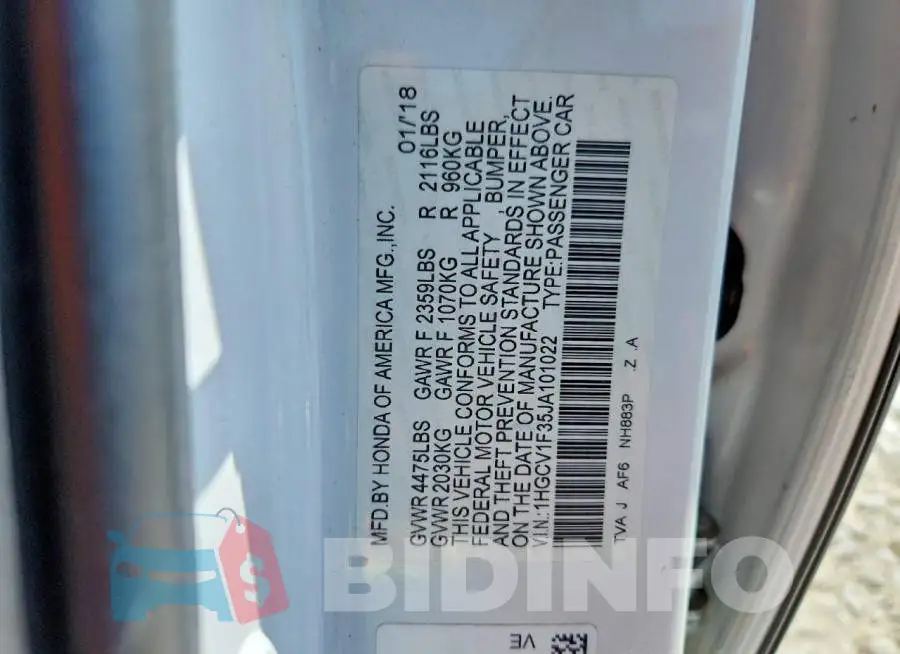 1HGCV1F35JA101022 Photo# 13
