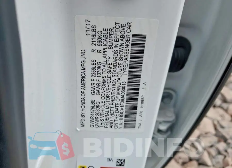 1HGCV1F36JA060013 Photo# 12