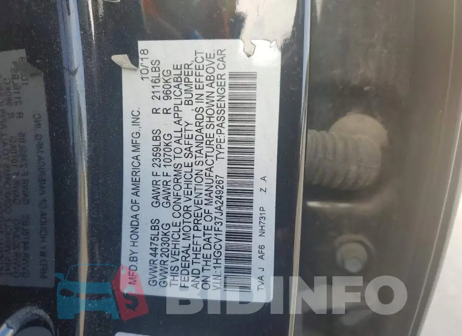 1HGCV1F37JA249267 Photo# 12