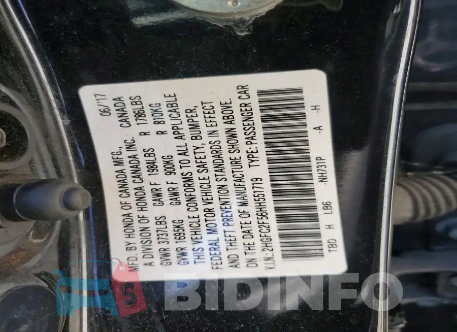 2HGFC2F56HH551719 Photo# 12