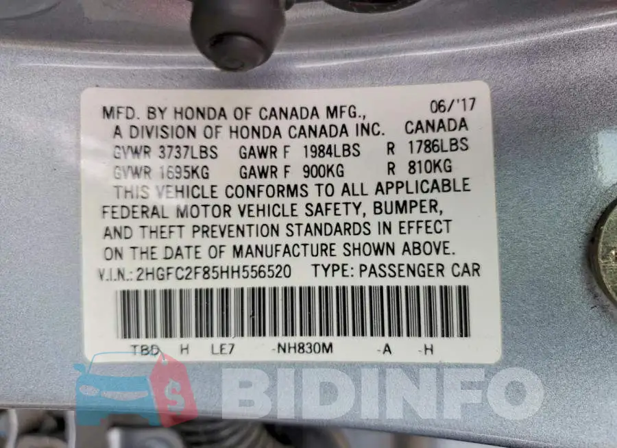 2HGFC2F85HH556520 Photo# 12
