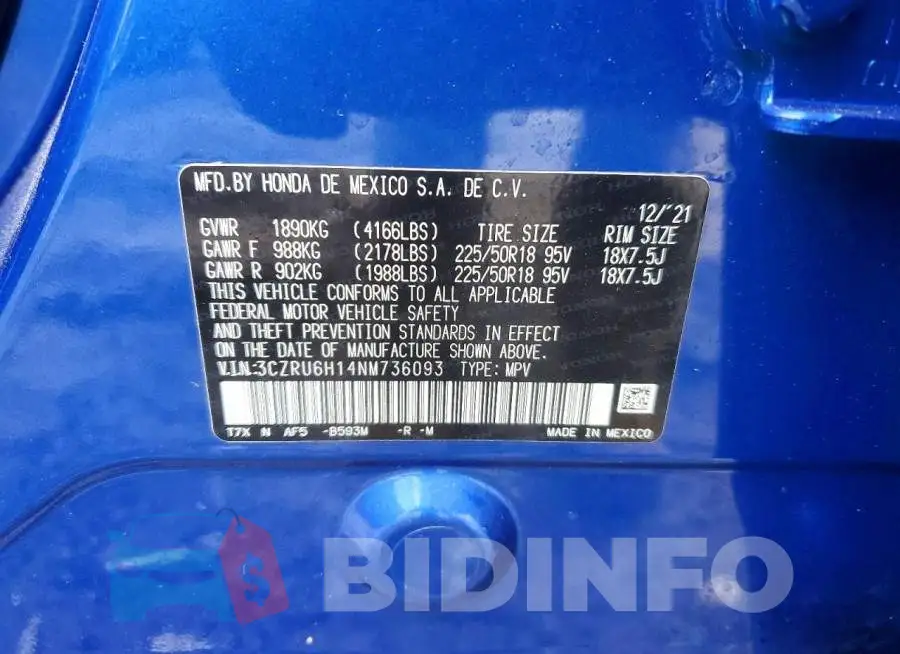 3CZRU6H14NM736093 Photo# 12