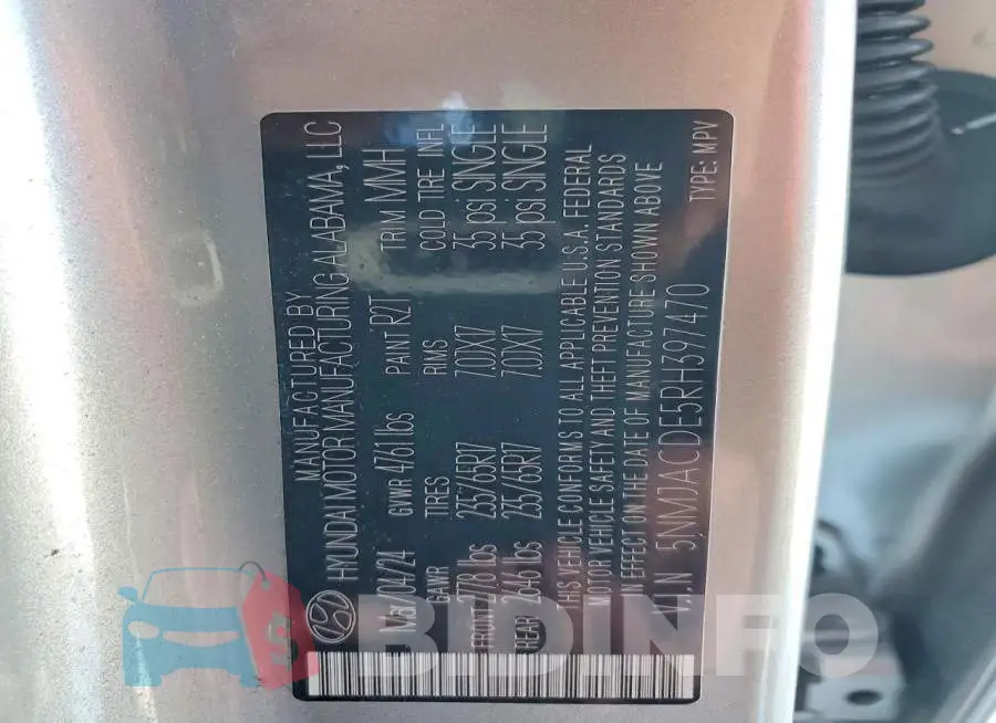 5NMJACDE5RH397470 Photo# 12