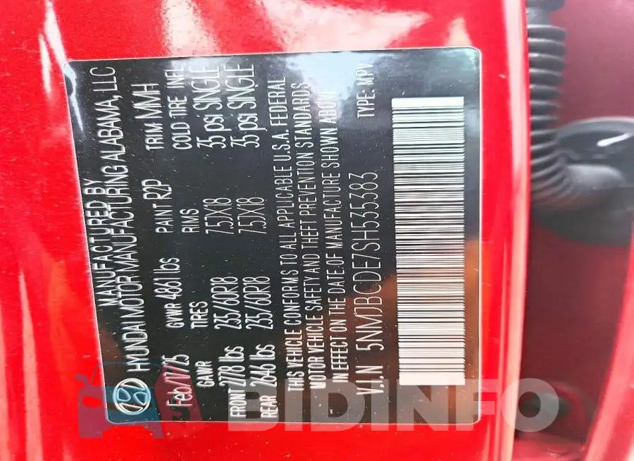 5NMJBCDE7SH535383 Photo# 14