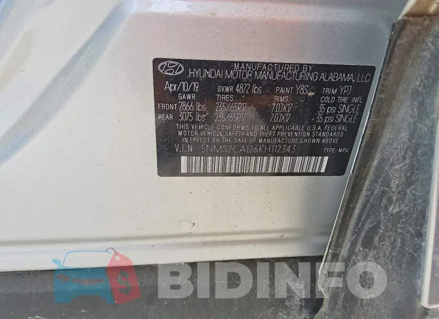 5NMS2CAD6KH112343 Photo# 14