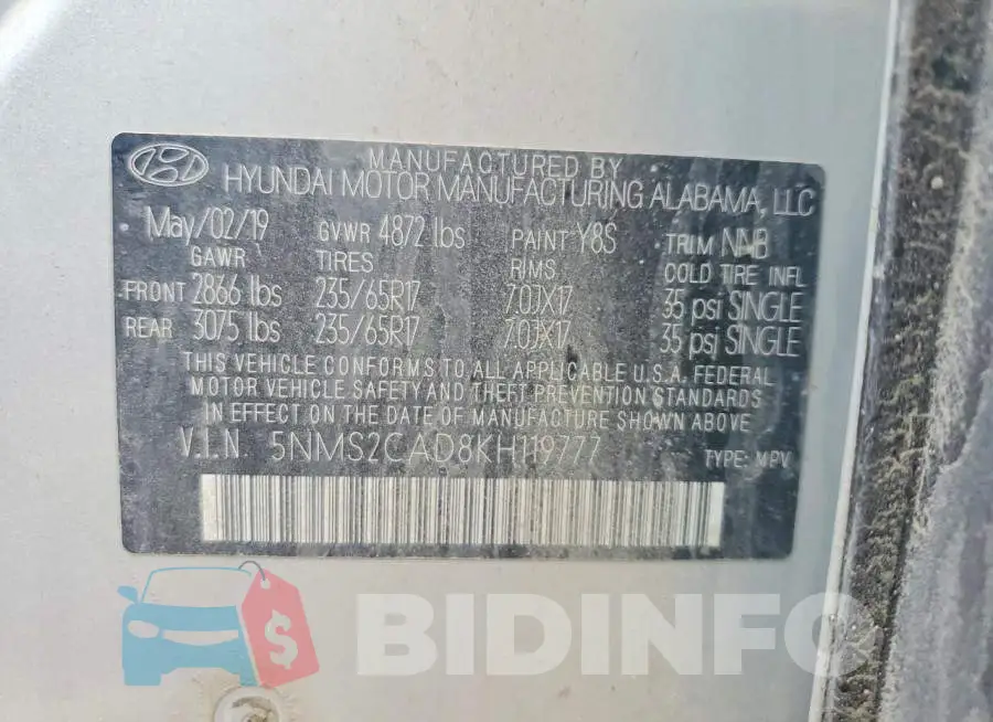 5NMS2CAD8KH119777 Photo# 13