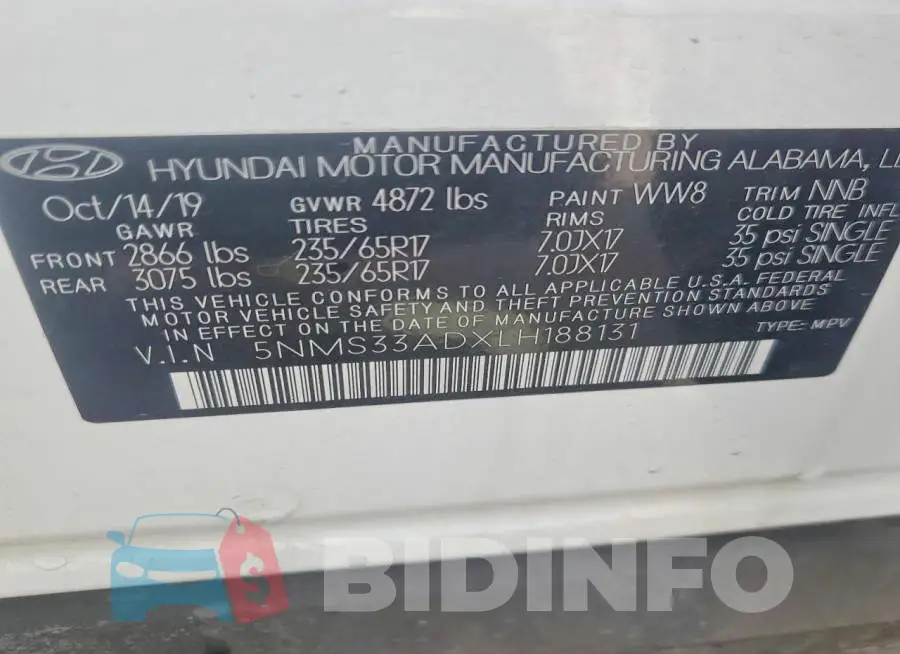 5NMS33ADXLH188131 Photo# 13