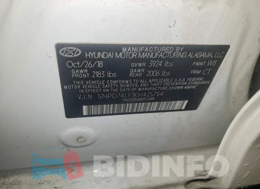5NPD74LF1KH425754 Photo# 12