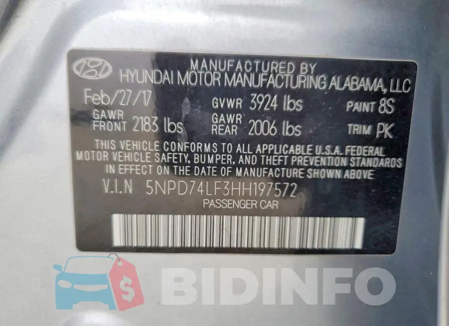 5NPD74LF3HH197572 Photo# 12