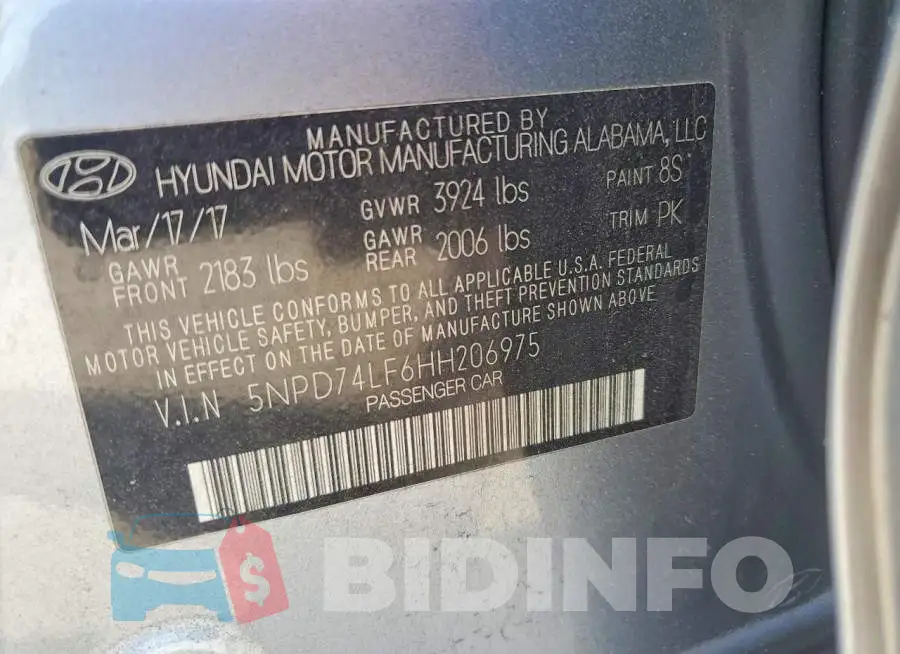 5NPD74LF6HH206975 Photo# 12