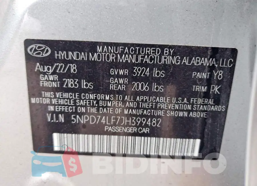 5NPD74LF7JH399482 Photo# 13
