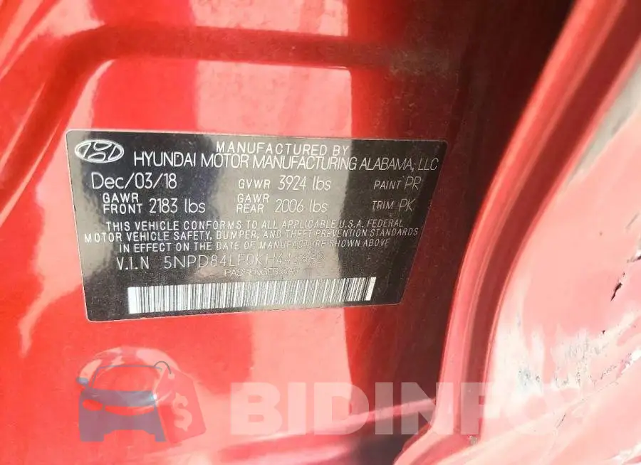 5NPD84LF0KH443692 Photo# 12