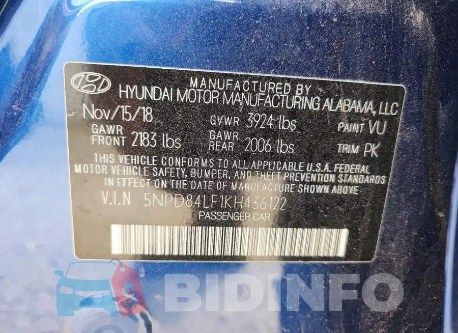 5NPD84LF1KH436122 Photo# 13