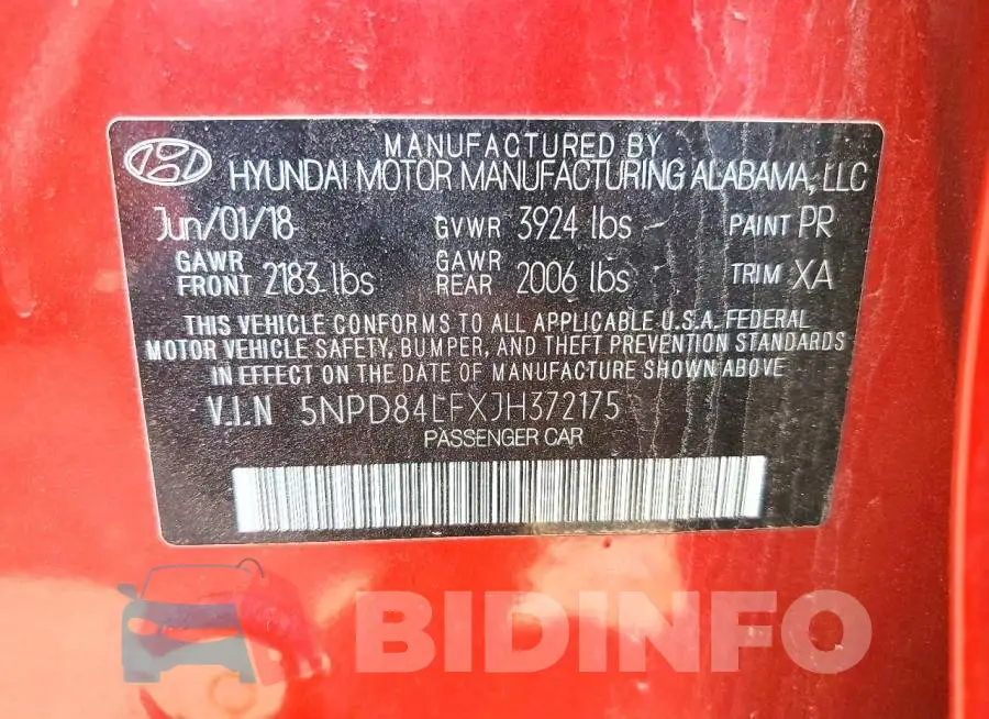 5NPD84LFXJH372175 Photo# 12