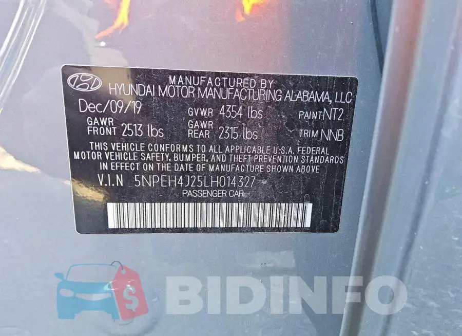 5NPEH4J25LH014327 Photo# 12
