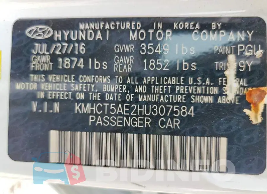KMHCT5AE2HU307584 Photo# 12