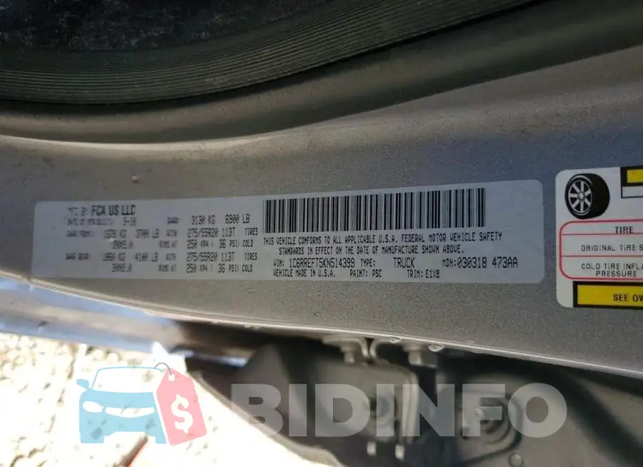 1C6RREFT5KN514399 Photo# 12