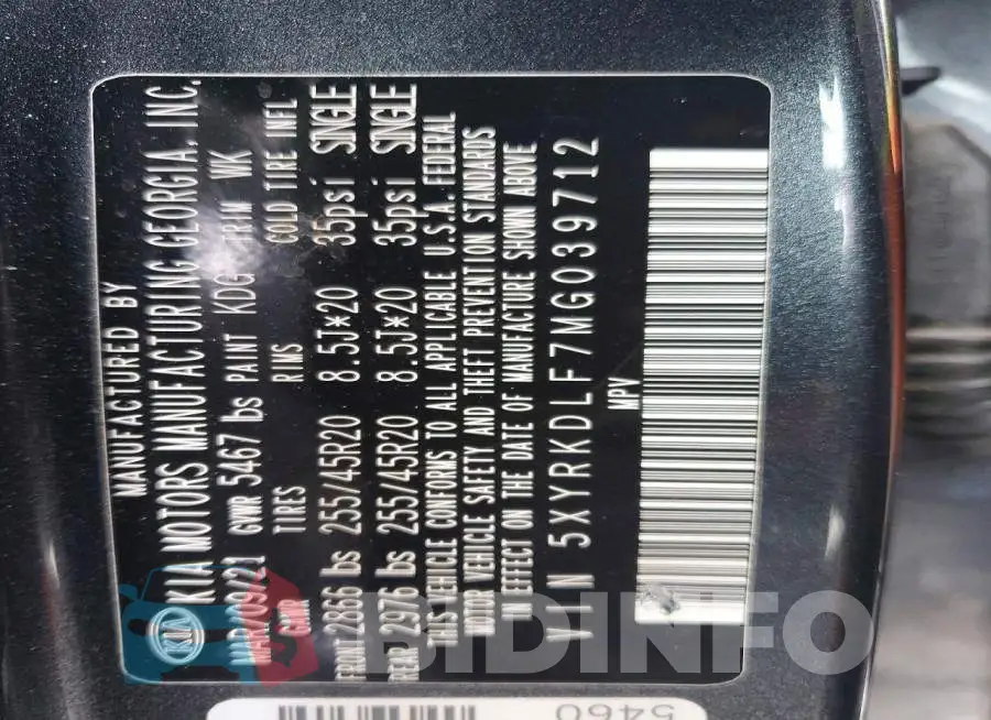 5XYRKDLF7MG039712 Photo# 12